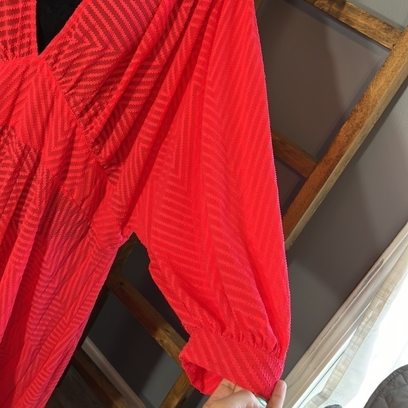 ASOS DESIGN Curve pleated batwing midi dress chevron texture Magenta sz 24 NWT - Picture 8 of 16